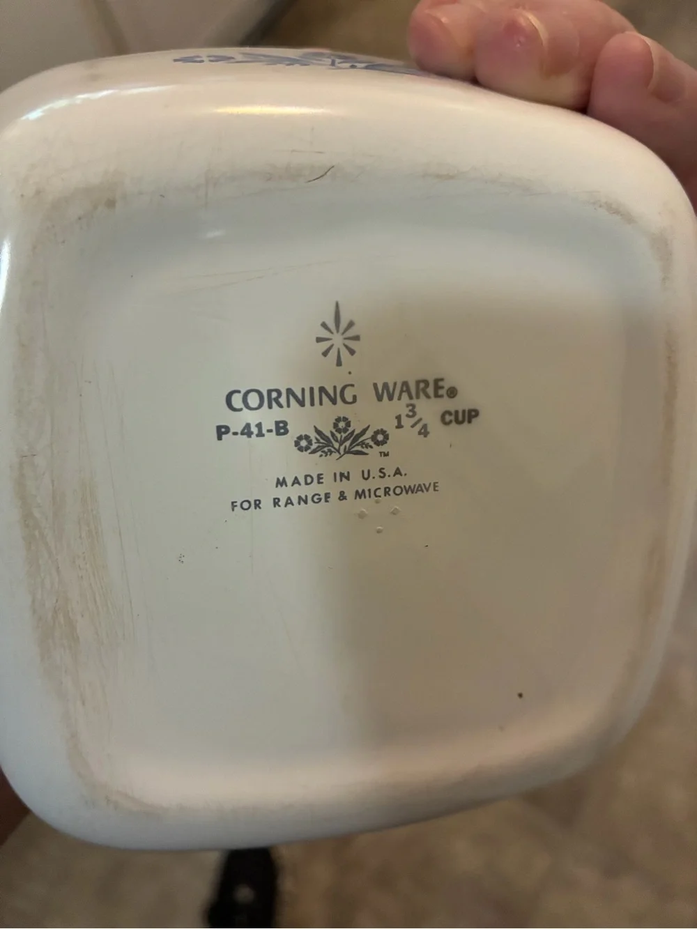 Corningware White and Blue Floral Casserole Dish